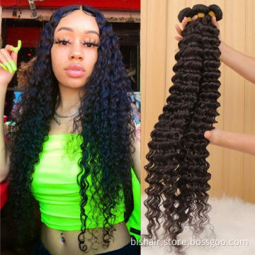 Wholesale 10A Brazilian Deep Wave Wet Wave Curly Hair 3 Braided Hair Tress 100% Real Hair Tress Extension Discount for Women